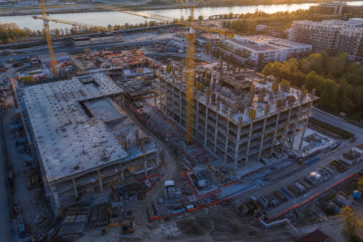 Construction site aerial view